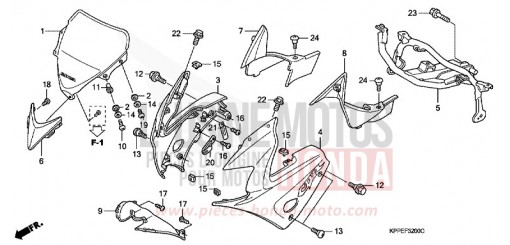 PANNEAU SUPERIEUR (CBR125R/RS/RW5/RW6/RW8) CBR125RW5 de 2005